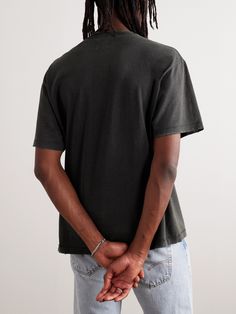 Gallery Dept.'s T-shirt is made from soft cotton-jersey and pre-washed to give it an authentic, vintage feel. It's cut for a slouchy fit and designed to fall just on the belt line. Gallery Dept, Plain Tshirt, Mr Porter, T Shirt For Men, Black Cotton, Fashion News, Fitness Models, Porter, Loose Fitting