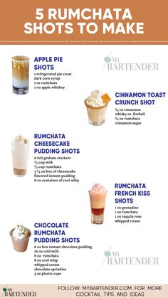 the five rumchata shots to make info for different types of drinks and beverages