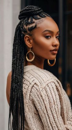 10 Stylish Ways to Wear Large Knotless Box Braids at Waist Length - Megan Mreene's Blog Large Knotless Braids, Black Wedding Hairstyles, Feed In Braid, Braids With Beads, 90s Hairstyles, Crown Braid, Knotless Braids