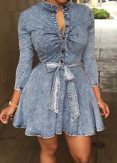 Fluffy Fashion, Jean Model, Long Sleeve Denim Dress, Short Beach Dresses, Denim Shorts Outfit, Fancy Shirt, Short Dress White, Afrikaanse Mode, Boho Dresses Long