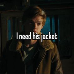 a man in a brown jacket with the words i need his jacket