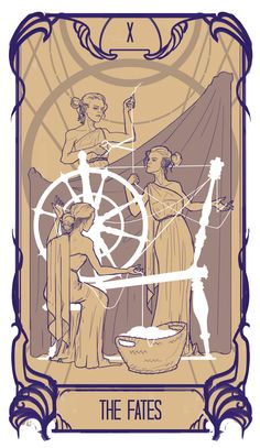 a tarot card showing the fates