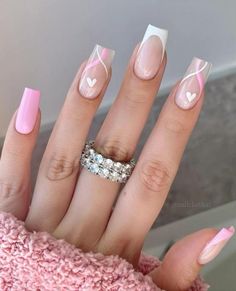 February Nails, Valentine Nails, Summery Nails, French Tip Acrylic Nails, White Nail, Short Acrylic Nails Designs