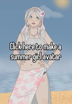 a girl standing on the beach with her hands on her hips and texting, click here to make a summer girl avatar