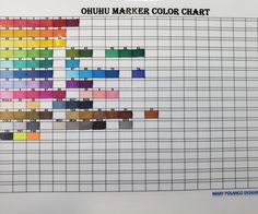 the color chart for each marker is shown with different colors and numbers on it's side