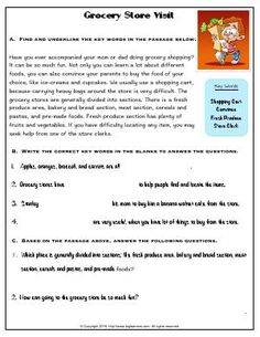 an image of the grocery store visit worksheet with answers in english and spanish