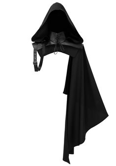 PRICES MAY VARY. Package includes: 1x Medieval Half Cape Shoulder Shawl with Hood Quality Material: Polyester + Faux leather. Lightweight, skin friendly and sturdy Easy to Wear: Renaissance Shoulder Cape has a adjustable strap to keep it in place and not slipping and lace up for a comfortable fit Vintag black Goth hooded cape Single Shoulder Shawl: ideal for Halloween, renn faire, LARP, dress up evenings, costume parties, masquerade,a great addition to renn faire costume, completing your cool pi Steampunk Elf Costume, Dnd Cape Design, Snow White Huntsman Costume, Layered Witch Outfit, Goth Dnd Outfit, Fantasy Shoulder Cape, Assasin Ren Faire, One Shoulder Cape Pattern, Halloween Quick Costumes