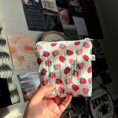 This is a zipper pouch with strawberry prints. This product can be used for many things like coin purse, wallet, AirPod holder/ Chargers just about any items that are small! Measurements :  5L in x 5W in  Please keep in mind this item is handmade so measurements may differ slightly  ~ MORE DETAILS ~ > Made to order  > Uniquely made for you ~ SHIPPING ~ Your item will be delivered using eco friendly packaging which is recyclable, compostable and biodegradable ! ~ PLEASE NOTE ~ I am not responsible for loss / stolen package or failed to deliver, please make sure to double check your address before purchasing! If you have any questions please feel free to contact me! Casual Zipper Pouch Pencil Case Gift, Casual Pencil Case With Zipper Pouch For Gift, Casual Zipper Coin Purse For Daily Use, Cute Everyday Coin Purse With Zipper, Casual Zipper Pouch Cosmetic Bag Gift, Casual Cosmetic Bag With Zipper Pouch As Gift, Casual Pouch With Zipper Closure For Gift, Casual Pouch With Zipper Closure As A Gift, Strawberry Prints