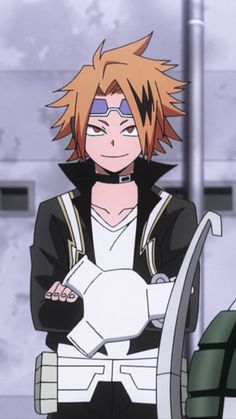 an anime character with blonde hair and black outfit holding a piece of paper in his hands