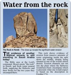 an article about rock formations in the desert with captioning below and above it that reads, water from the rock