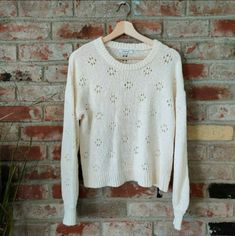 Nwt Madewell Floral Pointelle Pullover Sweater. With Full, Feminine Balloon Sleeves, This Cotton Pullover Features A Pointelle (Aka Pretty And Open) Stitch. Ivory Cream Color. Shrunken Sweater, Wide Sleeve Sweater, Olive Green Sweater, Pointelle Sweater, Henley Sweater, Madewell Sweater, Bell Sleeve Sweater, Grey Knit Sweater, Madewell Sweaters