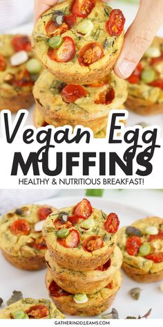 vegan egg muffins with tomatoes and zucchini on top are the perfect breakfast