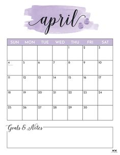 a calendar with the word, april on it