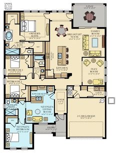 the floor plan for a two story home