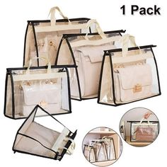 Specifications: Made of high quality PVC and non-woven material, it is eco-friendly, and can keep the bag free of odors. It can keep your handbag or clothes away from water, dust, damage, direct sunlight. One-sided transparent designed can help you to recognize and select objects. Item Name: Storage Bag Material: Non-woven, PVC Features: Transparent, Dust-Proof, Durable Size: S: 32cm x 21cm x 11cm/12.6" x 8.27" x 4.33"(Approx.) M: 38cm x 26cm x 18cm/14.96" x 10.24" x 7.09"(Approx.) L: 38cm x 29c Storing Handbags, Transparent Purse, Tas Lv, Pvc Storage, Desain Pantry, Handbag Organizer, Purse Storage, Clear Handbags, Clear Purses