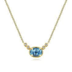 Gabriel - 14k Yellow Gold Hampton Fashion Necklace Hampton Fashion, Blue Topaz Pendant Necklace, Mini Jewelry, Necklace With Diamond, Blue Topaz Pendant, Topaz Pendant, Yellow Gold Setting, Leverback Earrings, Birthstone Earring