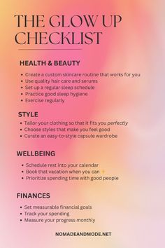 So, you want to know how to have a glow up? Us too. ✨ Here, we’re sharing our best tips to streamline your beauty, health and fitness routine. We’re also sharing how to plan ahead so that you can create systems that support you, put your goals on autopilot, de-stress, and get your glow back.   glow up checklist | glow up tips | glow up challenge | how to glow up over the summer | glow up aesthetic How To Glow Up 1 Week Before School, How To Look Beautiful, Glow Up Winter, Back To School Glow Up, Glow Up Over The Summer, How To Have A Glow Up, How To Glow Up