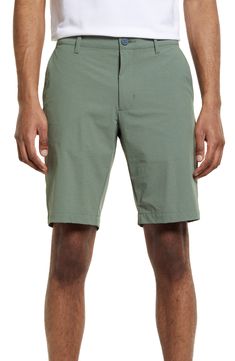 A smart, stretchy blend means flexible comfort in easygoing shorts that are ideal for 18 holes or just a casual day out. 10" inseam; 20" leg opening; 10" front rise; 16" back rise (size 32) Zip fly with button closure Slant pocket; on-seam zip pocket; back welt pockets 78% nylon, 13% spandex, 9% polyester Machine wash, tumble dry Imported Summer Bermuda Shorts With Built-in Shorts, 5-inch Inseam, Summer Golf Shorts With Moisture-wicking, Summer Golf Moisture-wicking Shorts, Moisture-wicking Golf Shorts For Summer, Moisture-wicking Shorts For Summer Golf, Casual Fitted Golf Shorts, Spring 4-way Stretch Go-dry Shorts, Summer Golf Shorts With 4-way Stretch, 4-way Stretch Golf Shorts For Summer