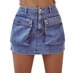 Pattern: Solid colorSkirt type: A Word skirtWaist: middle-waistedFabric: NylonLength: Short skirt High Waist Denim Skirt, High Waisted Denim Skirt, Clothing Tips, High Waist Denim, Current Styles, Denim Collection, Girly Outfits, Jean Skirt, Types Of Skirts