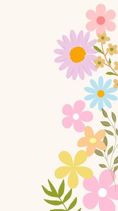 a bunch of colorful flowers on a white background