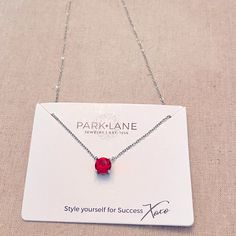 Park Lane Impression Necklace - Red/Silver Delicate 3 Carat Floating Cz Or Crystal The Perfect Layering Necklace Layer The Impression Necklace To Rep Your Favorite Sports Team 16”+3” Nib Cheap Red Nickel-free Charm Necklaces, Park Lane Jewelry, Necklace Red, Park Lane, Layering Necklace, 3 Carat, Layered Necklaces, Sports Team, Womens Jewelry Necklace