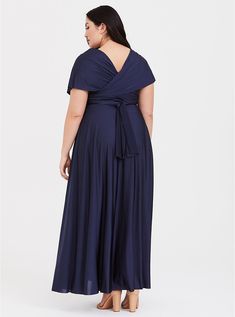 Special Occassion Navy Studio Knit Convertible Maxi Dress, NAVY Convertible Maxi Dress, Studio Knit, Maxi Dress Navy, Wardrobe Ideas, 5 Ways, Tie Back, Plus Size Dresses, Convertible, Wrap Dress