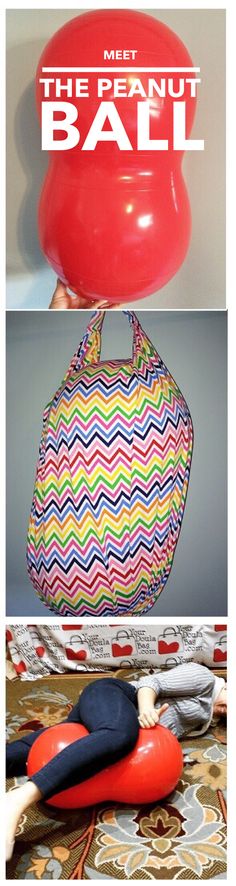 an image of the back and side of a bag with balloons attached to it's sides