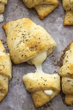 puff pastry with cheese and herbs on top