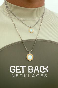 Get ready for a burst of fun with our new Baby Blue Melon St. Christopher Necklace! Featuring a cool baby blue center framed by a juicy melon outer rim, this playful design is a refreshing twist on a classic favorite. Perfect for those who love a pop of color, this vibrant piece is sure to brighten up any outfit. 

- 3/4” Silver Plated St. Christopher Medal

- 24” Ball Chain Necklace (cut ball chain to fit your style)

- Get Back stamp Ensures Authenticity Cool Baby