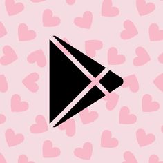 a pink background with hearts and a black triangle