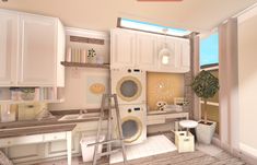 an artist's rendering of a washer and dryer in a room with wooden floors