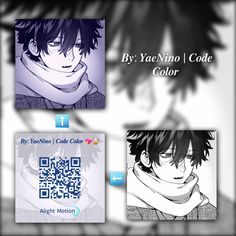 some anime characters are in black and white with the text by yae nino code color