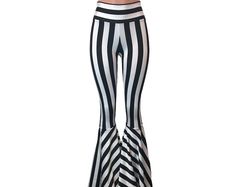 Black & White Stripe Bell Bottoms Flare Pants Choose Your Rise Rave Clothing, Festival Pants, 60s Costume Y2k Flare Pants ,funky Pants - Etsy Y2k Flare Pants, 60s Costume, Funky Pants, Rave Clothing, Festival Pants, Rave Outfits, Flare Pants, Bell Bottoms, Women's Leggings