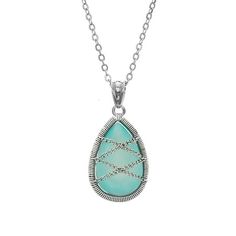 5th & Main Sterling Silver Hand Wrapped Teardrop Chalcedony Stone Pendant Necklace Size: one size.  Gender: female.  Age Group: adult. Silver Gold Necklace, Chalcedony Stone, Crystal Necklaces, Gold Necklaces, Stone Pendant Necklace, Necklace Size, Stone Pendant, Necklace Sizes, Everyday Jewelry