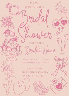 the bridal shower is in pink and white