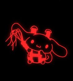 an image of a cartoon character on a black background with red light in the dark