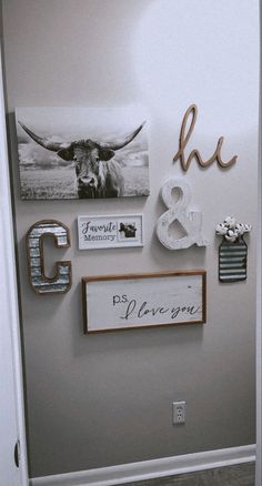 a door with some pictures and letters on it