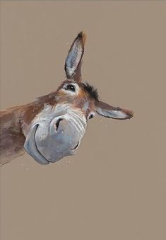 a painting of a donkey looking at the camera