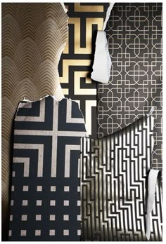 an assortment of wallpapers with different patterns and colors, including black, white, gold and silver