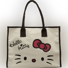 Hello Kitty Large Tote Bag For Work - Durable, Stylish Commuter Shoulder Bag..... 11 Inch Bag Only And 7 Inch Drop Total 18 Inches Height And 15 Length With 5 Inch Width. Kawaii White Canvas Bag For Everyday Use, Kawaii Hello Kitty Print Rectangular Bag, Beige Rectangular Bag With Cat Design, Cute Rectangular Beige Canvas Bag, Rectangular Hello Kitty Shoulder Bag For Everyday Use, Hello Kitty Print Rectangular Shoulder Bag Gift, Travel Rectangular Bag With Hello Kitty Print, Cute Rectangular Canvas Bag For Daily Use, Rectangular Hello Kitty Print Shoulder Bag Gift