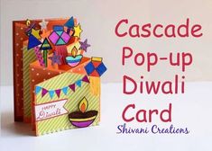 a card with the words cascade pop - up diwali card