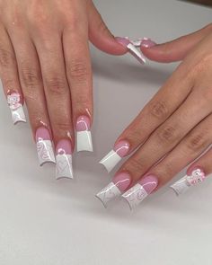 #pink #hellokitty #gelx #ducknails 3d Snake, Long Square Acrylic Nails, Bling Acrylic Nails