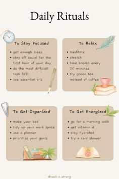 Studie Hacks, Self Care Bullet Journal, Daily Rituals, Vie Motivation, Motivation Board, Healthy Lifestyle Inspiration, Daily Ritual, Mental And Emotional Health