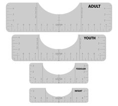 three rulers with the words adult and youth written on each one, all in different sizes