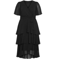 Make them swoon with the Nicola Dress. Exhibiting a faux wrap V-neckline to complement your curves, and a fabric tie waist for a figure-enhancing look, the tiered skirt adds a graceful element to your outfit every time. Key Features Include:- Faux wrap V-neckline- Short flutter sleeves- Elasticated waistline - Fabric tie waist detail - Belt loops- Lined- Tiered ruffle skirt- Midi lengthPair with gold metallic heels and statement earrings for a night out on the town.Outer: 100% polyesterLining: 1 Elegant Fitted V-neck Tiered Dress, Chic Layered Formal Dresses, Elegant Layered Midi Dress, Fitted Belted Tiered Dresses, Elegant Tiered Midi Dress With Layered Hem, Elegant Fitted Knee-length Tiered Dress, Elegant Knee-length Dress With Layered Hem, Chic Tiered Skirt Dress With Tie Waist, Chic Tie Waist Tiered Skirt Dress