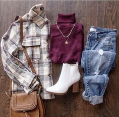 Crop Turtleneck, Canyon Moon, Booties Outfit, 2024 Outfits, Plaid Shacket, White Booties, Confident Women, Online Closet, Fall 24