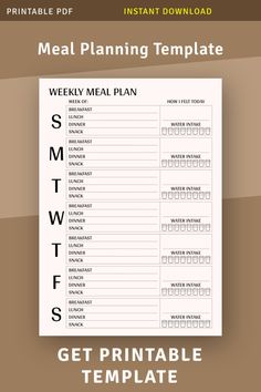 a meal planner is shown with the printable menu for this meal plan, and it includes