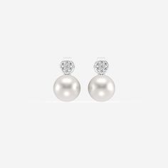 These aren't your grandmother's pearl earrings! Our diamond and oval pearl mini drop earrings offer a contemporary twist on the classic design. Oval shaped pearls feel organic and cool while the lab grown diamond-embellished studs add a majestic brilliance to this chic design. Use them to add extra glamor to your everyday outfits or as a finishing touch for occasion wear. White Gold Modern Pearl Earrings For Formal Occasions, Modern White Gold Pearl Earrings For Formal Occasions, Modern White Gold Pearl Earrings For Formal Events, Classic Akoya Pearl Earrings For Evening, Classic White Pearl Earrings For Everyday Elegance, Elegant White Gold Earrings, Classic Pearl Earrings For Everyday Elegance, Classic Diamond White Pearl Drop Earrings, Elegant Formal Brilliant Cut Pearl Earrings