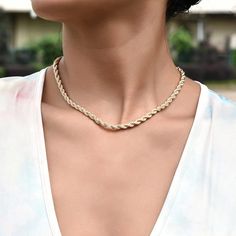 Gorgeous French Rope Necklace Rope Chain Necklace 4mm, 6mm, 8.5mm Water Resistant 18kt Gold Plated Length:23.5 Elegant White Rope Chain Necklace, Necklace Rope, Rope Chain Necklace, Gold Necklace Set, Gold Necklace Layered, Rope Necklace, Chunky Necklace, Metal Necklaces, Gold Filled Chain