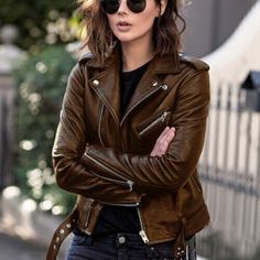 (eBay) Find many great new & used options and get the best deals for BROWN Women's Leather Jacket Genuine Soft Lambskin New Handmade Motorcycle Biker at the best online prices at eBay! Free shipping for many products! Motorcycle Jacket Women, Moto Biker Jacket, Faux Leather Coat, Faux Leather Biker Jacket, Black Faux Leather Jacket, Pu Leather Jacket, Brown Leather Jacket, Winter Jackets Women, Leather Jacket Black